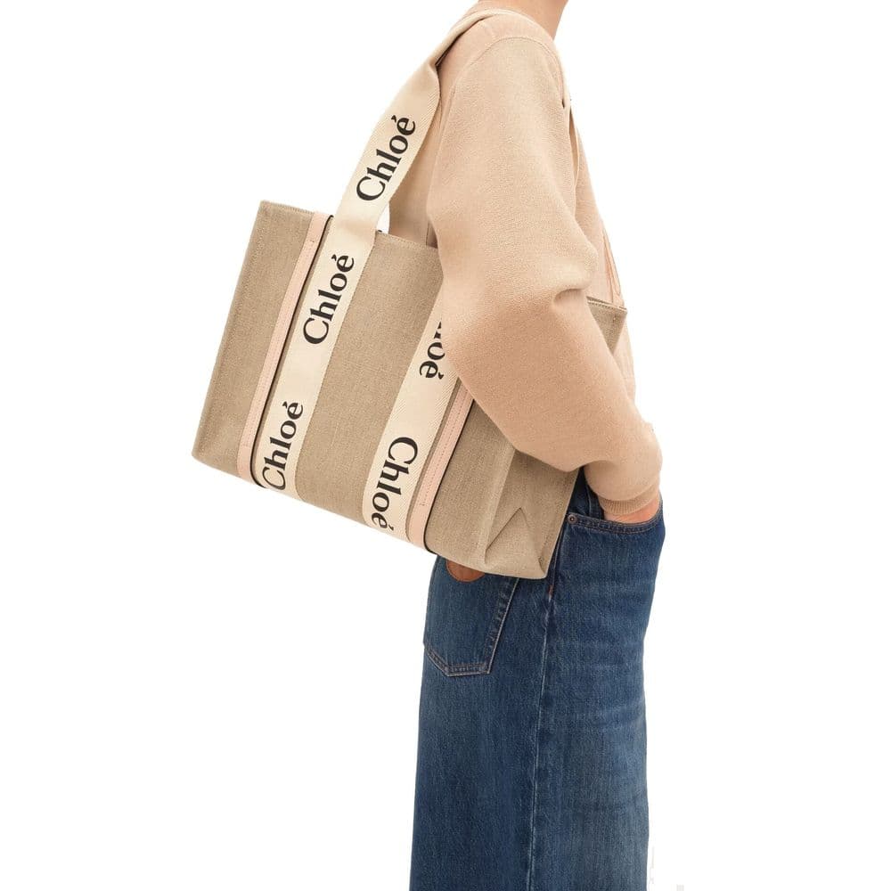 Chloé Beige Linen Tote Bag - 4