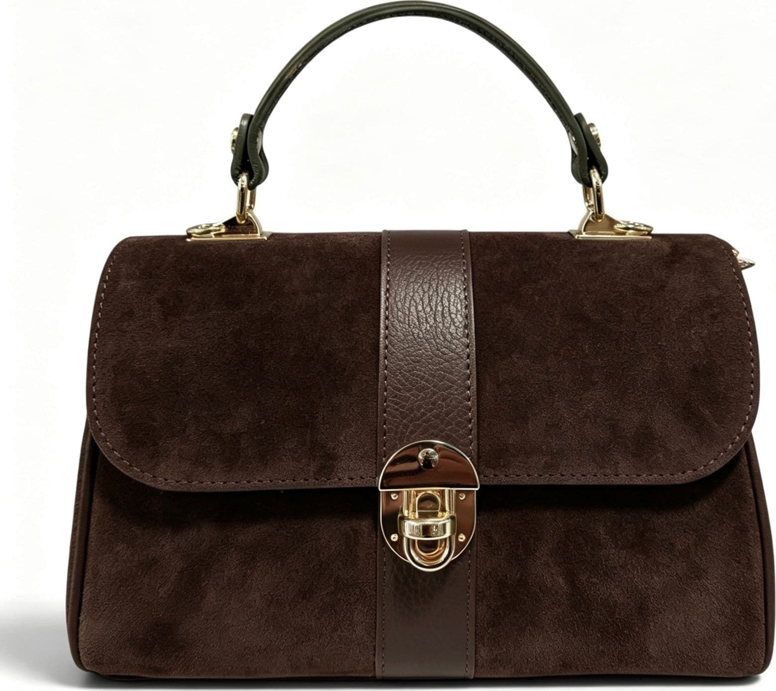 Modarno Borsa donna a mano/tracolla in Camoscio vera pelle 26x12x16 cm - 4