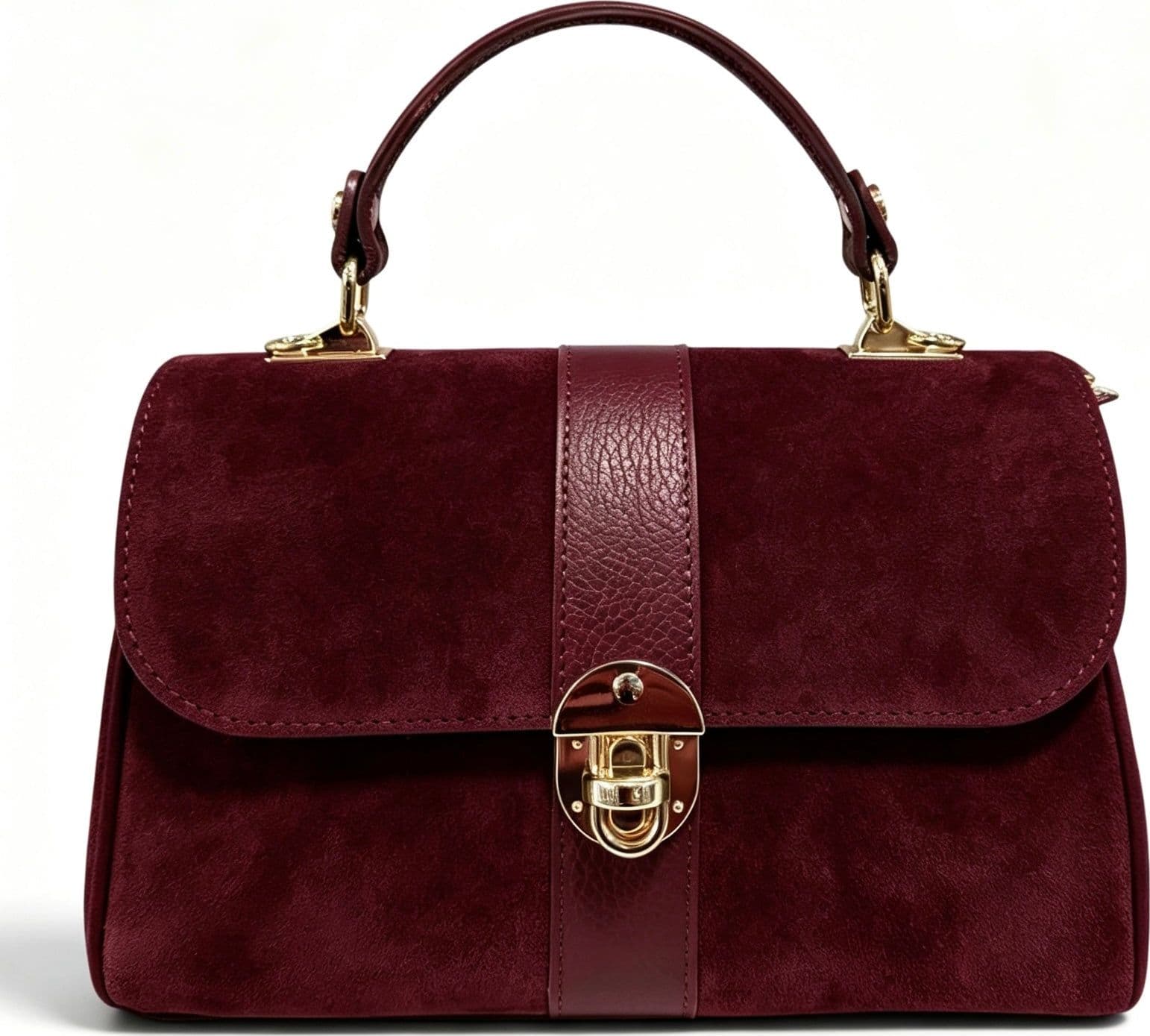 Modarno Borsa donna a mano/tracolla in Camoscio vera pelle 26x12x16 cm - 5