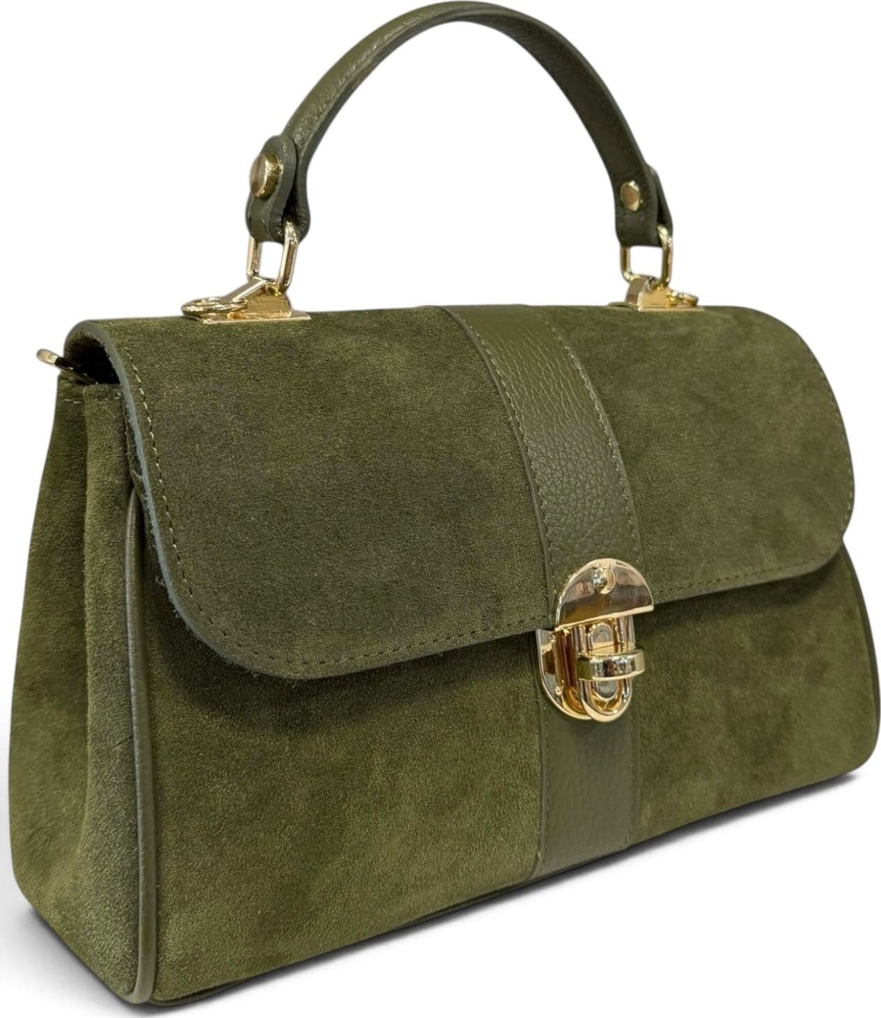 Modarno Borsa donna a mano/tracolla in Camoscio vera pelle 26x12x16 cm - 9