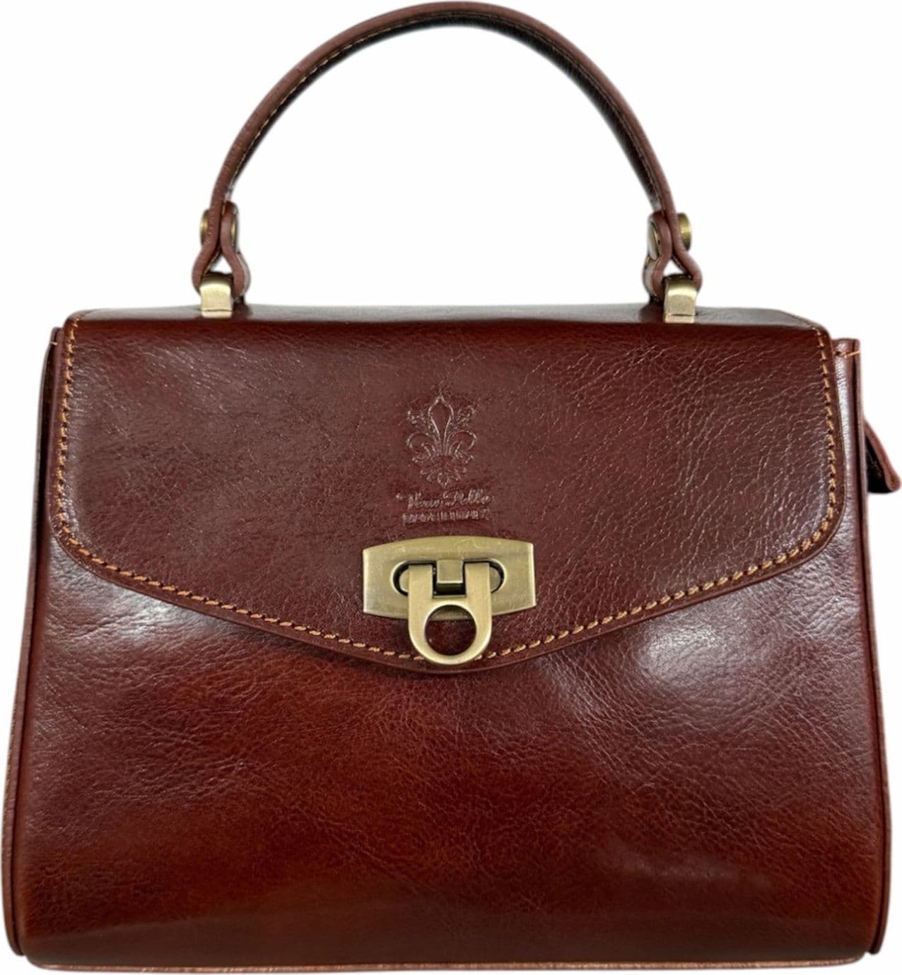 Modarno Borsa donna a mano e tracolla in vera pelle Vacchetta 22x11x17 cm - 2