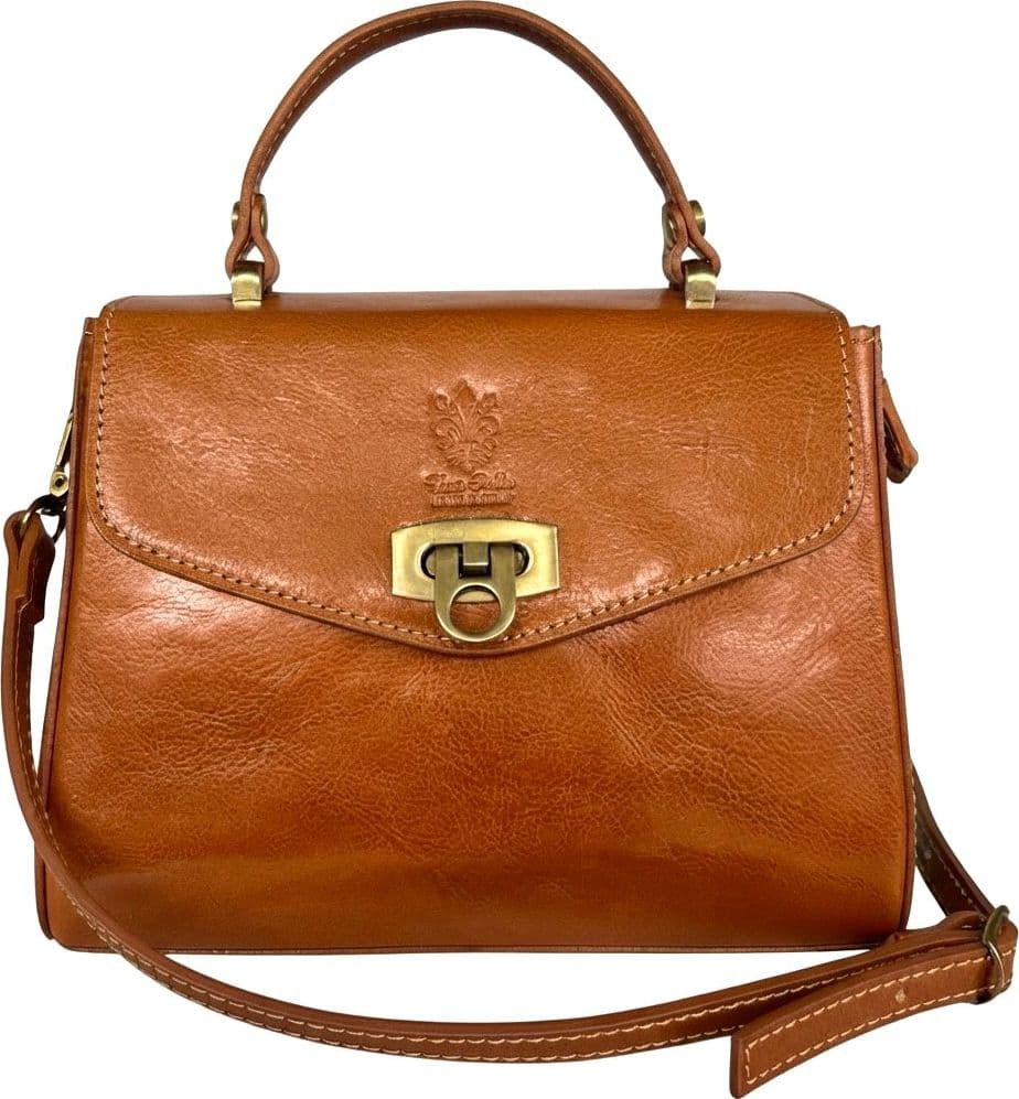 Modarno Borsa donna a mano e tracolla in vera pelle Vacchetta 22x11x17 cm - 11