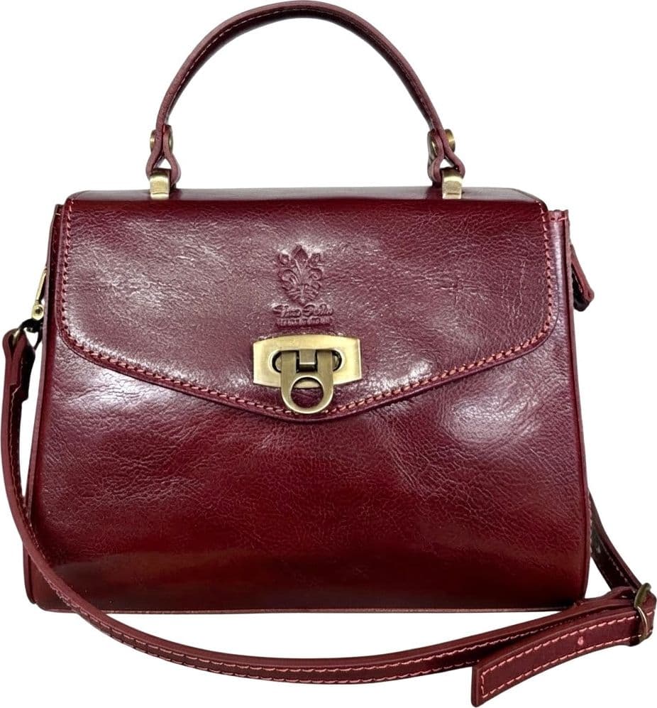 Modarno Borsa donna a mano e tracolla in vera pelle Vacchetta 22x11x17 cm - 12