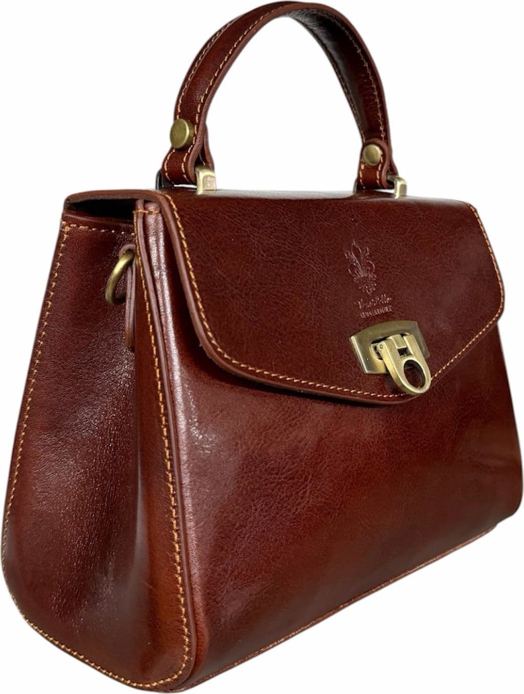 Modarno Borsa donna a mano e tracolla in vera pelle Vacchetta 22x11x17 cm - 3