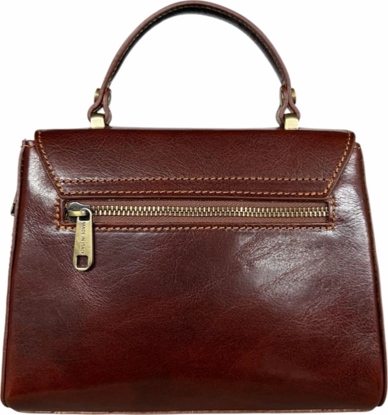 Modarno Borsa donna a mano e tracolla in vera pelle Vacchetta 22x11x17 cm - 4