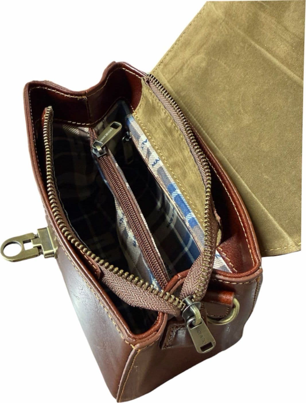 Modarno Borsa donna a mano e tracolla in vera pelle Vacchetta 22x11x17 cm - 6