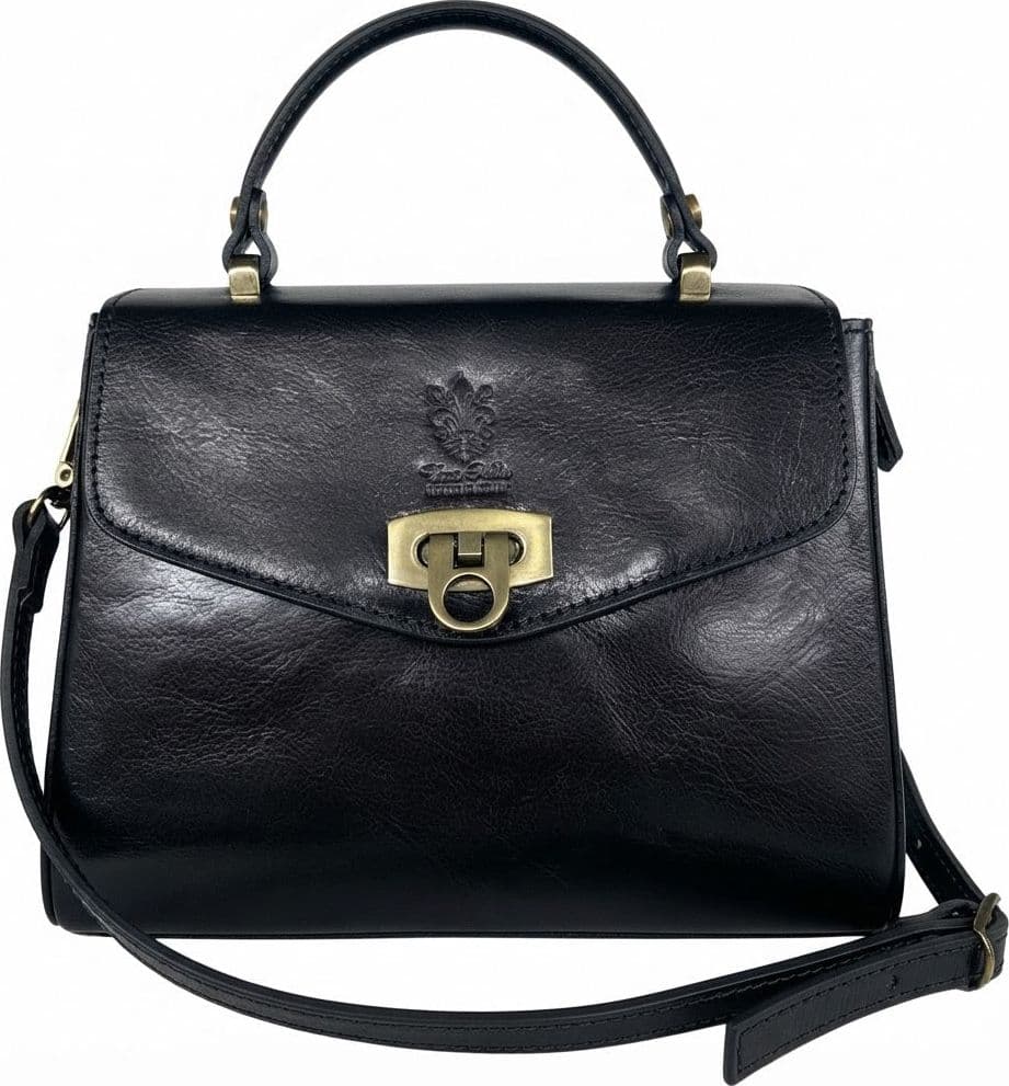 Modarno Borsa donna a mano e tracolla in vera pelle Vacchetta 22x11x17 cm - 10