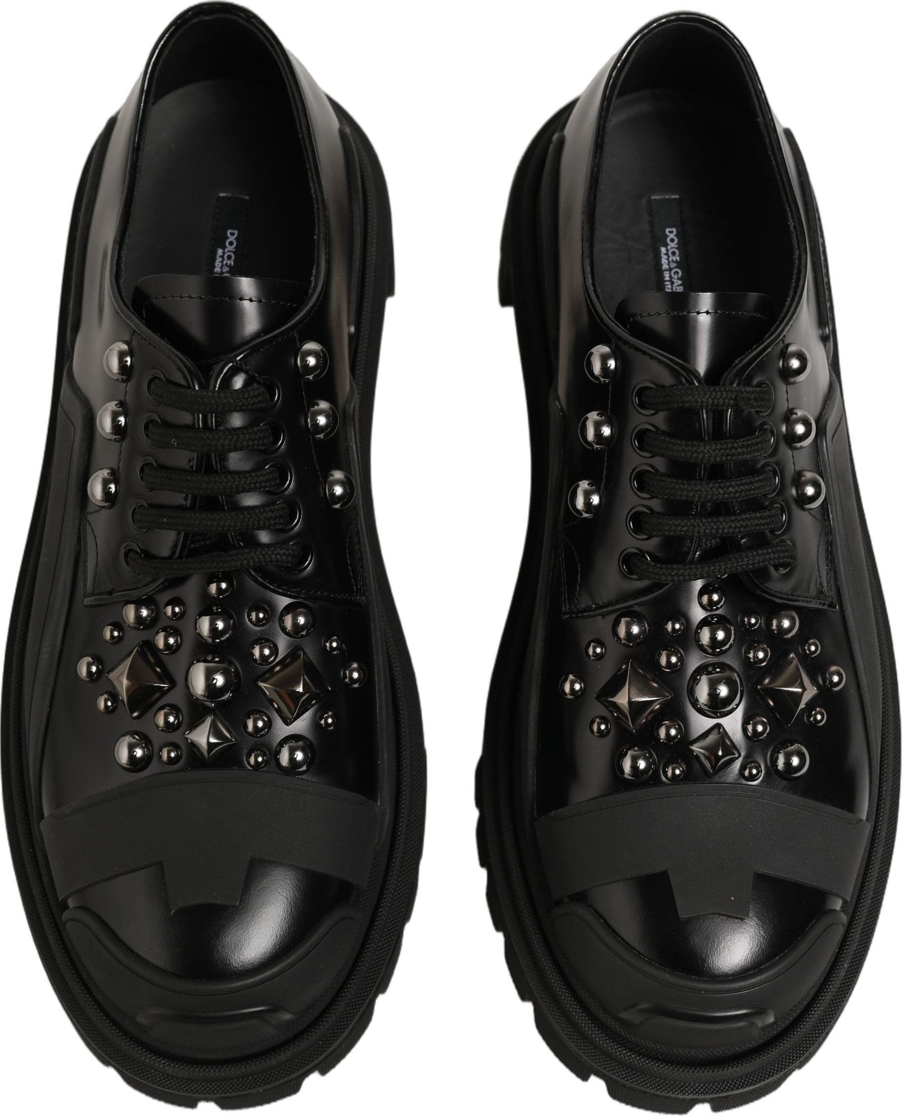 Dolce & Gabbana Black Calfskin Leather Trekking Derby Shoes - 3