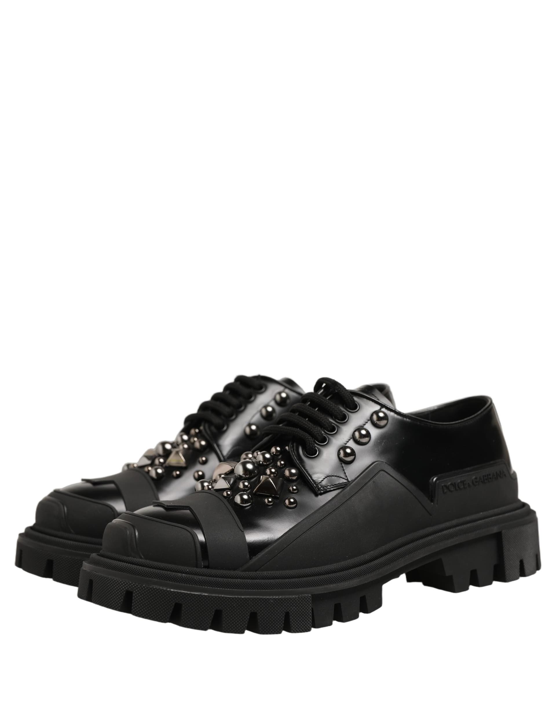 Dolce & Gabbana Black Calfskin Leather Trekking Derby Shoes - 4