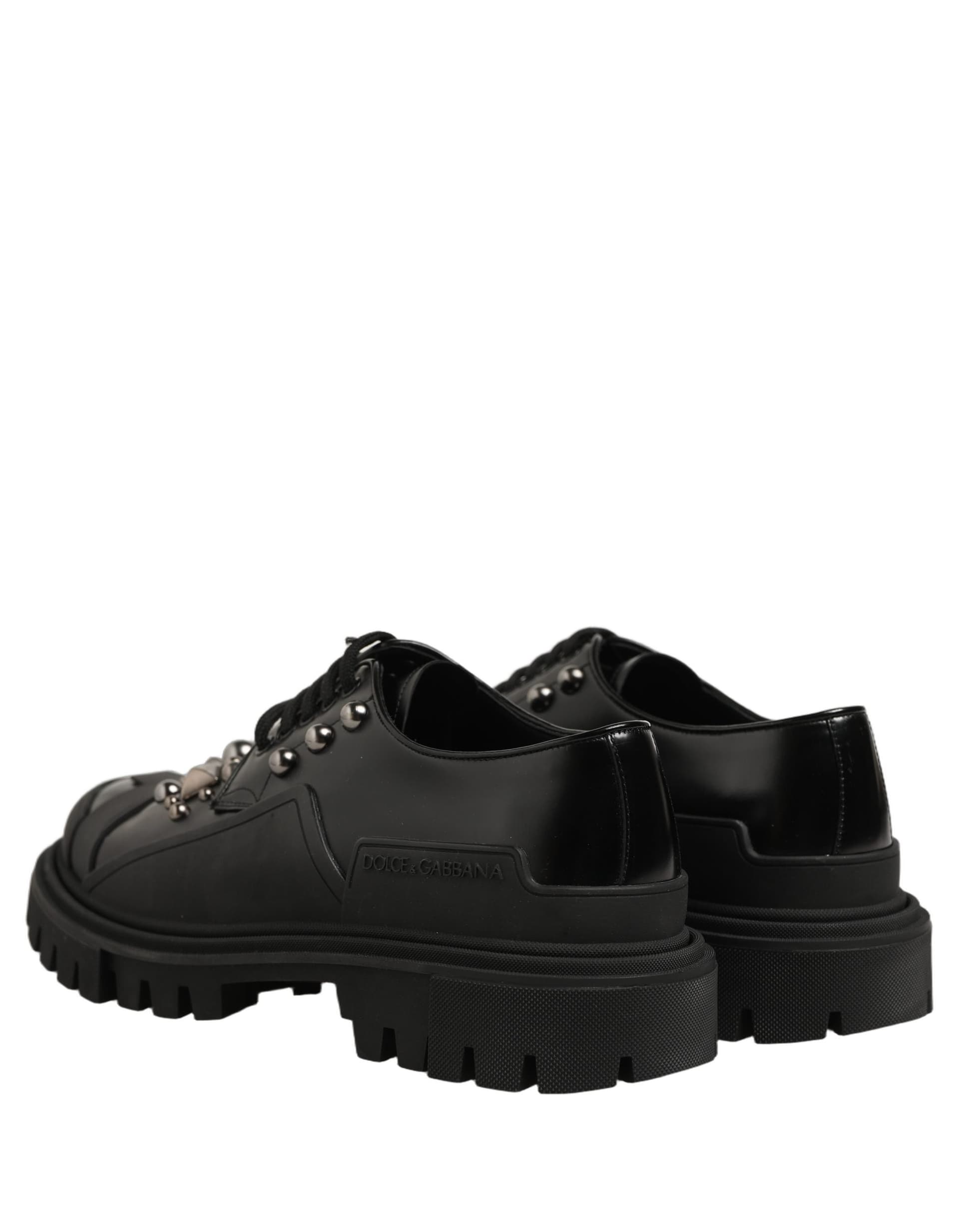 Dolce & Gabbana Black Calfskin Leather Trekking Derby Shoes - 5