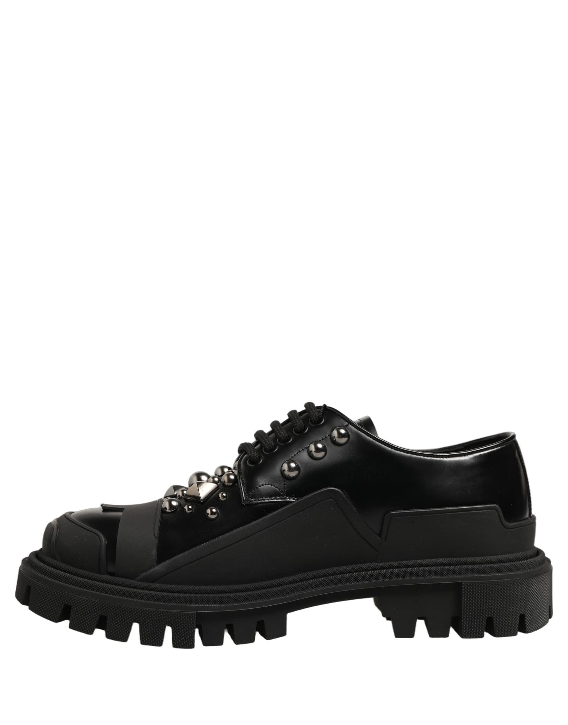 Dolce & Gabbana Black Calfskin Leather Trekking Derby Shoes - 6