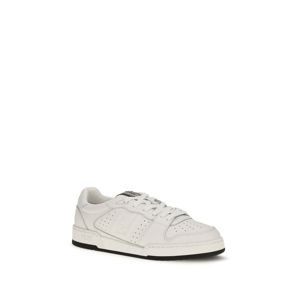 Fendi White Calf Leather Bos Taurus Athletic Sneakers - 2