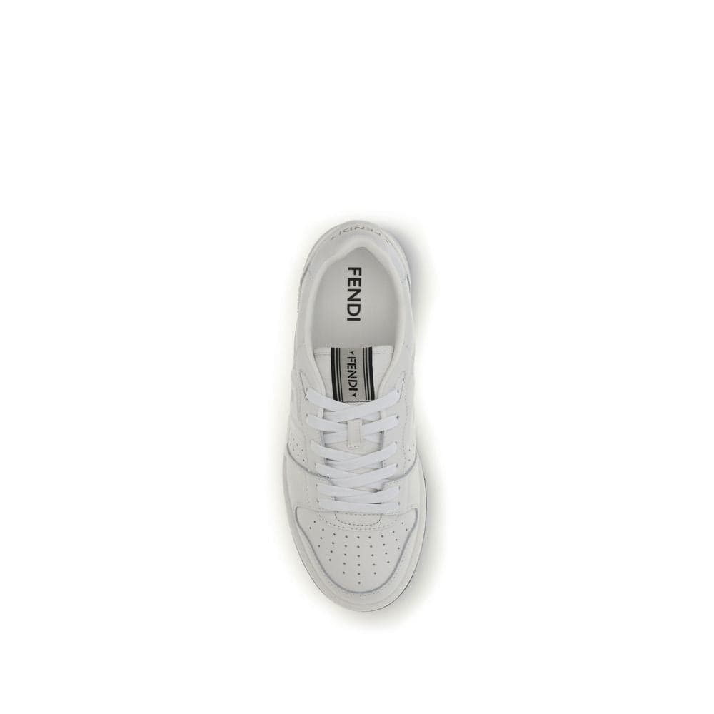 Fendi White Calf Leather Bos Taurus Athletic Sneakers - 4