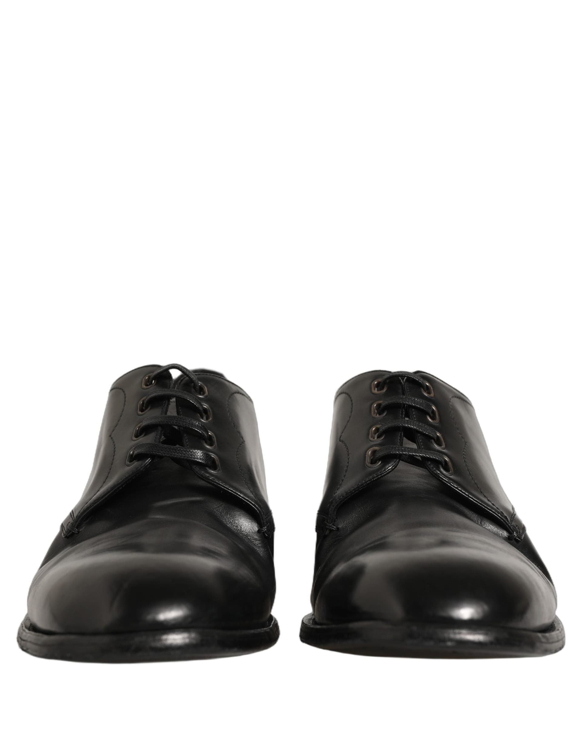 Dolce & Gabbana Black Calfskin Leather Derby Men Dress Shoes - 2