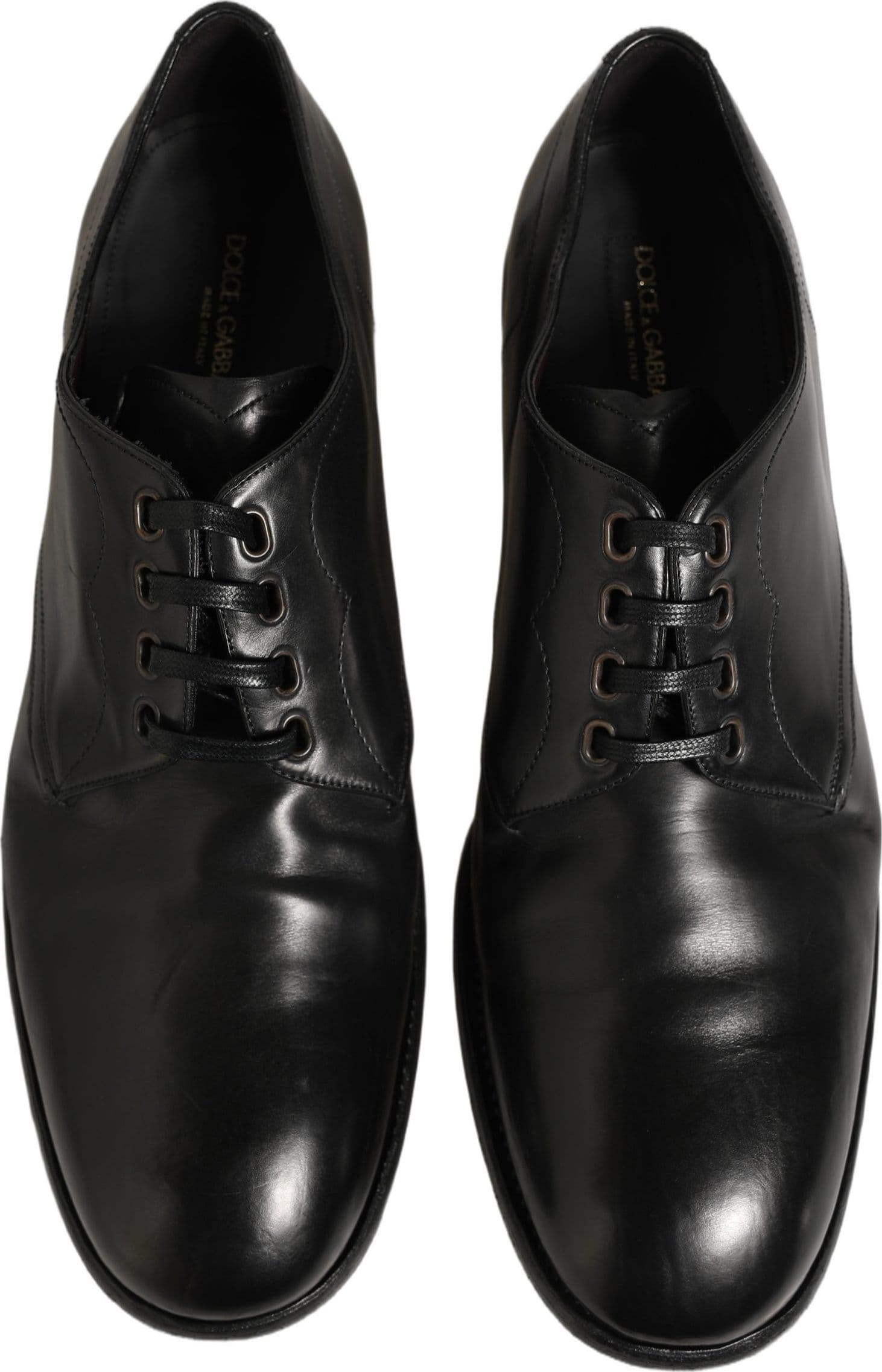 Dolce & Gabbana Black Calfskin Leather Derby Men Dress Shoes - 3