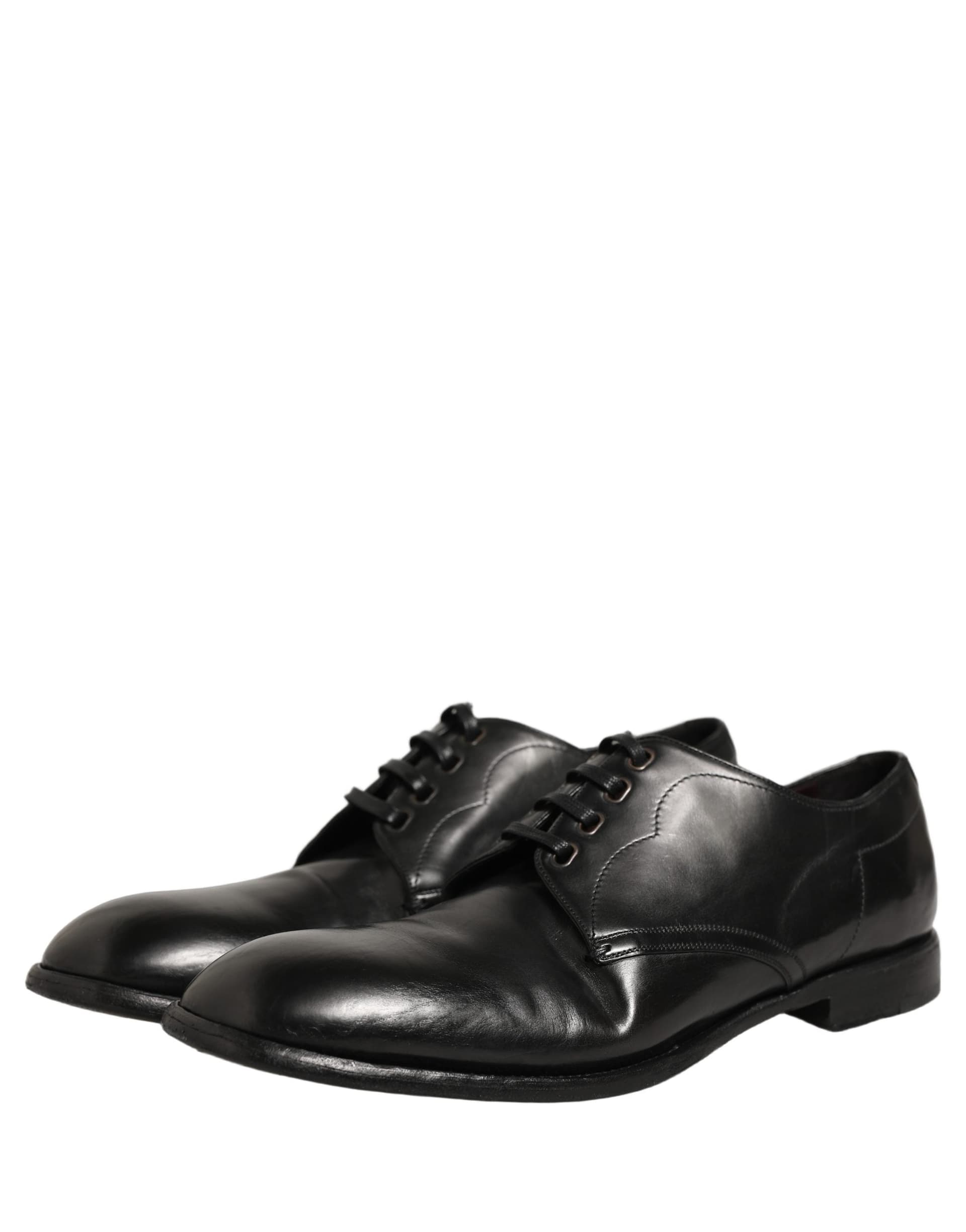 Dolce & Gabbana Black Calfskin Leather Derby Men Dress Shoes - 4