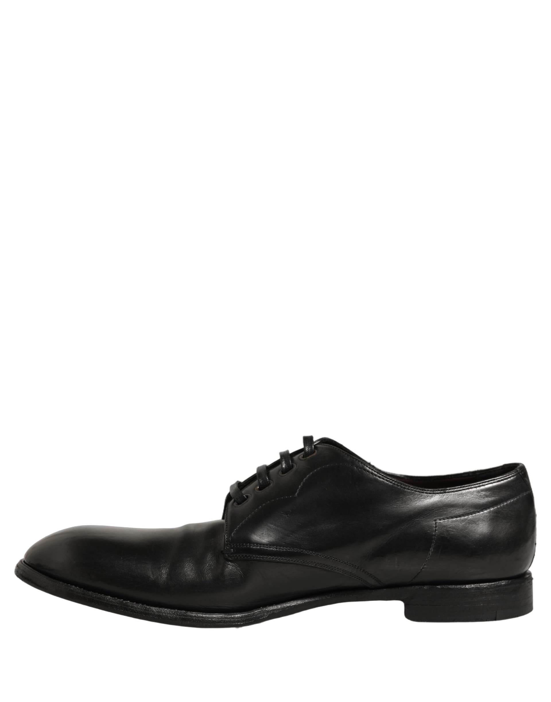 Dolce & Gabbana Black Calfskin Leather Derby Men Dress Shoes - 6