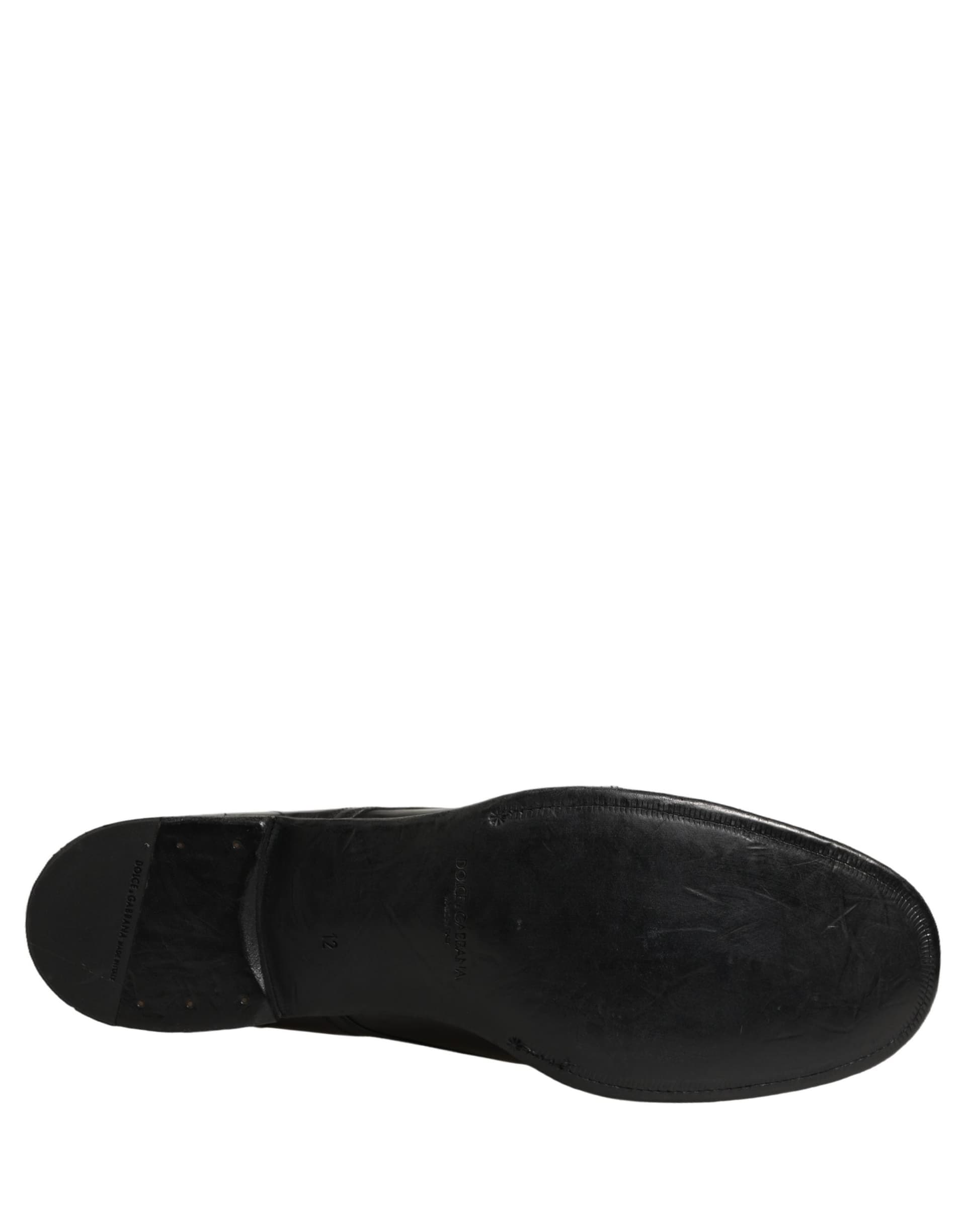 Dolce & Gabbana Black Calfskin Leather Derby Men Dress Shoes - 7