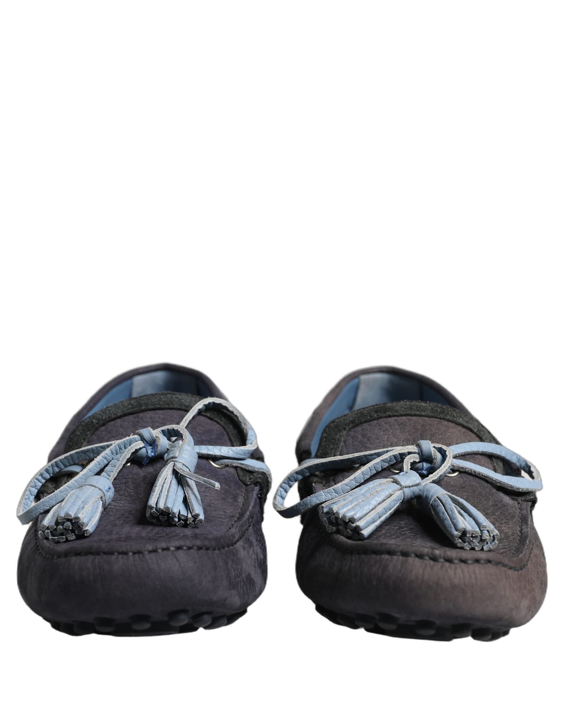 Dolce & Gabbana Navy Blue Suede Leather Tassel Loafers Shoes - 3