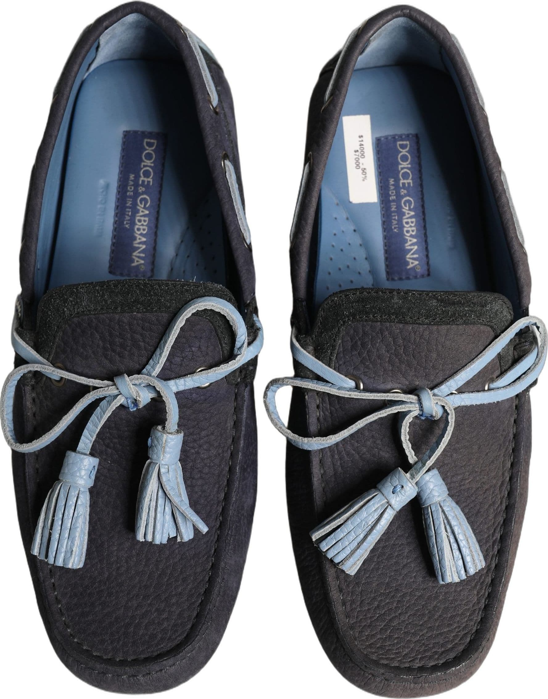 Dolce & Gabbana Navy Blue Suede Leather Tassel Loafers Shoes - 4