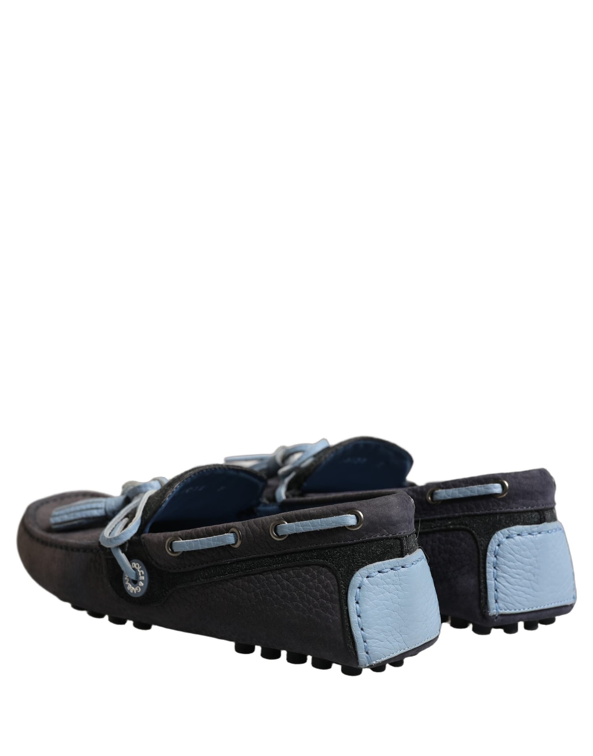 Dolce & Gabbana Navy Blue Suede Leather Tassel Loafers Shoes - 6