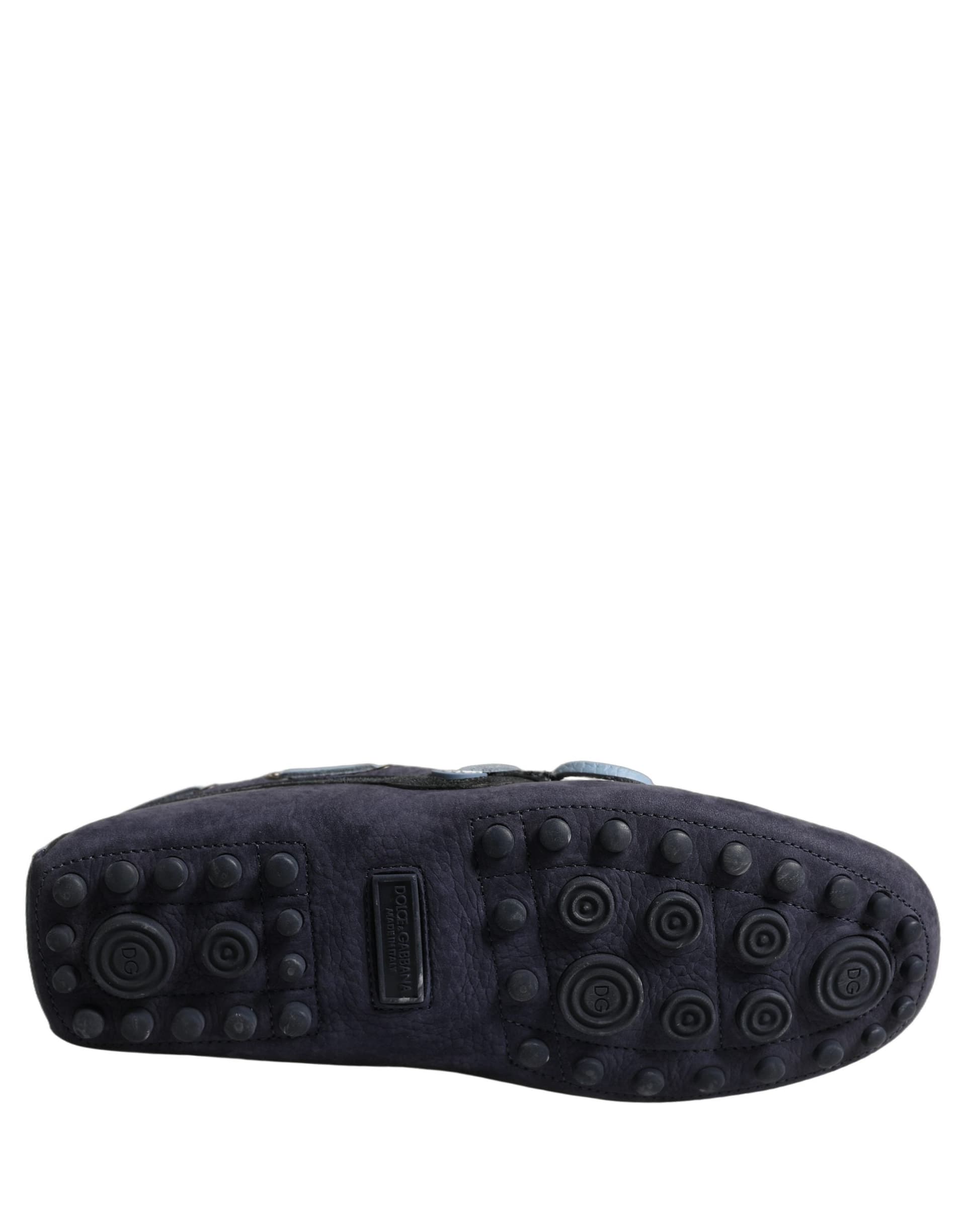 Dolce & Gabbana Navy Blue Suede Leather Tassel Loafers Shoes - 8