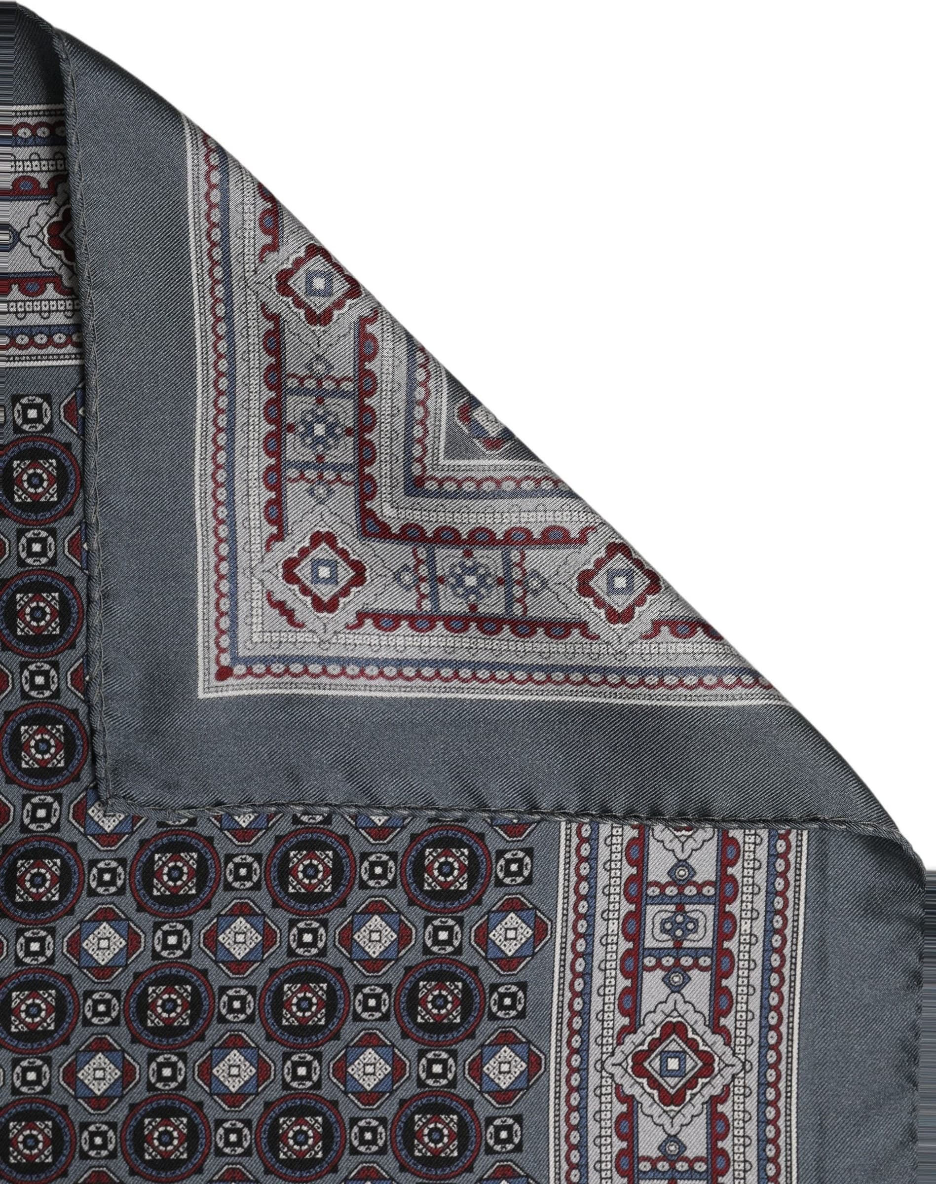 Dolce & Gabbana Gray Geometric Pocket Square Foulard Scarf - 2