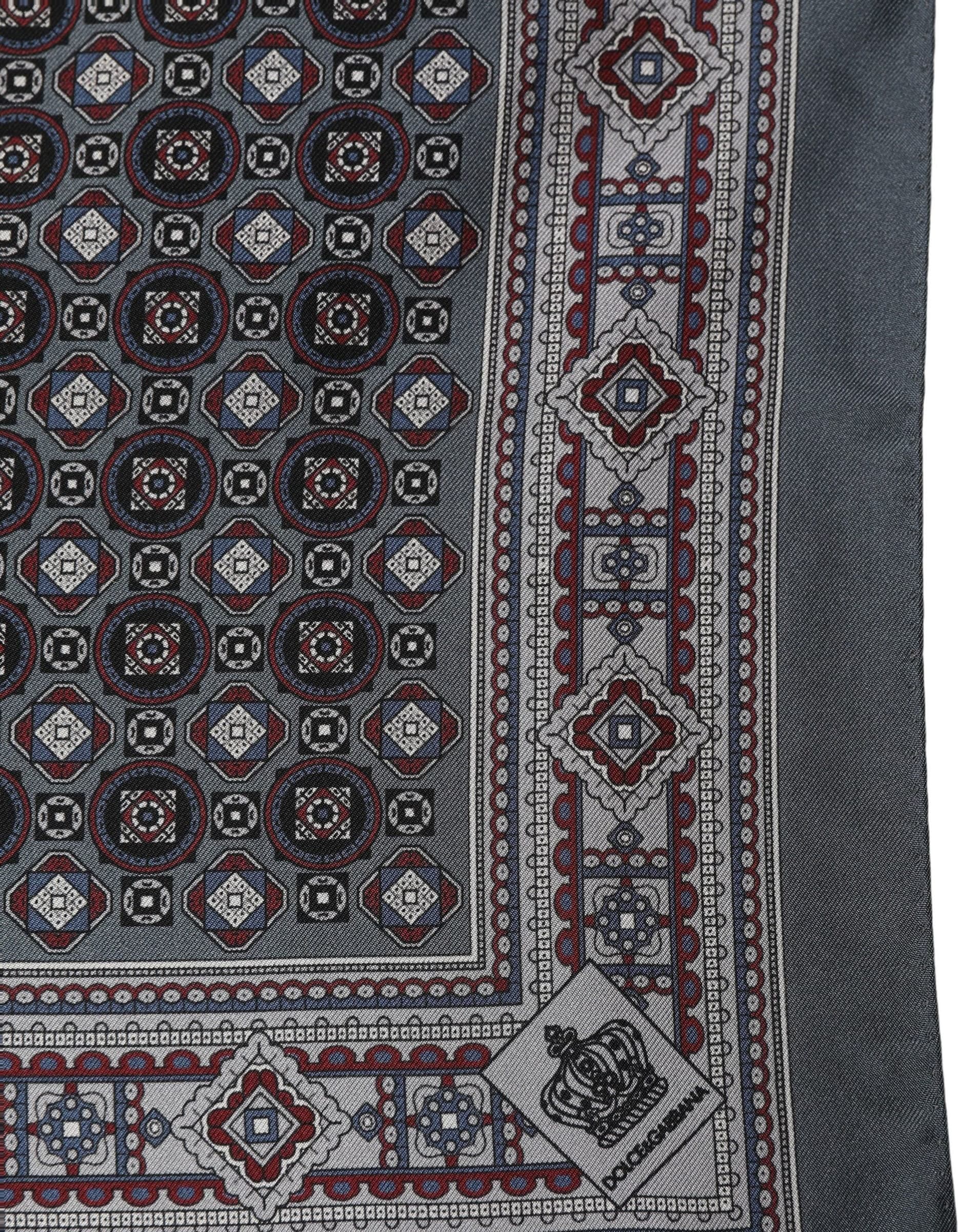 Dolce & Gabbana Gray Geometric Pocket Square Foulard Scarf - 3