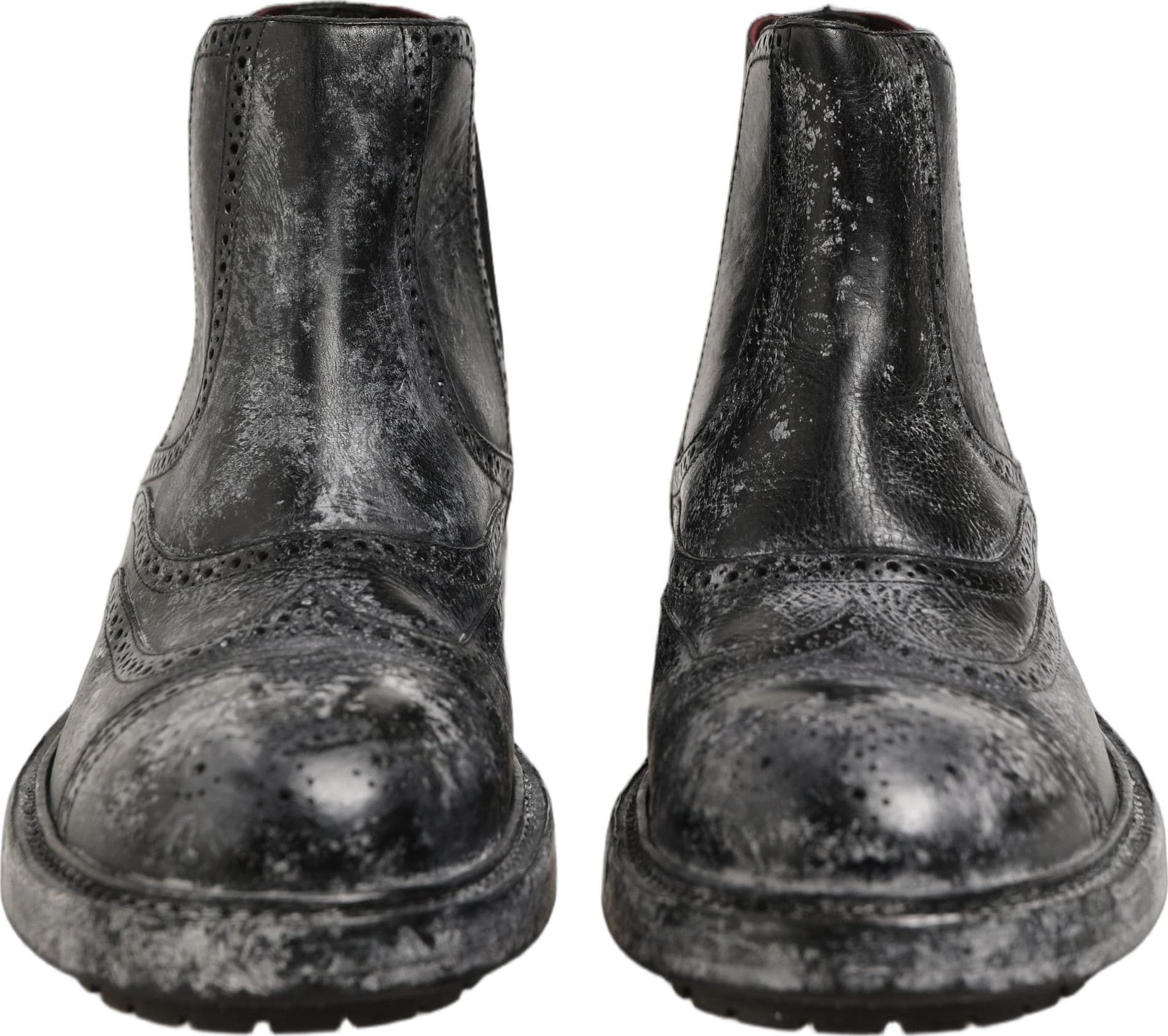 Dolce & Gabbana Black Gray Leather Ankle Chelsea Boots Shoes - 2