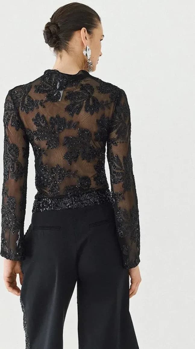 Top semitrasparente con paillettes | ACCESS FASHION - 11