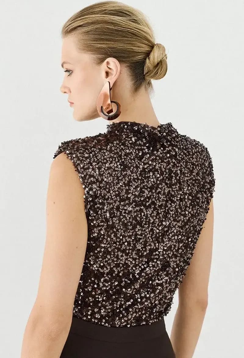 Top smanicato con paillettes e spalline imbottite | ACCESS FASHION - 2