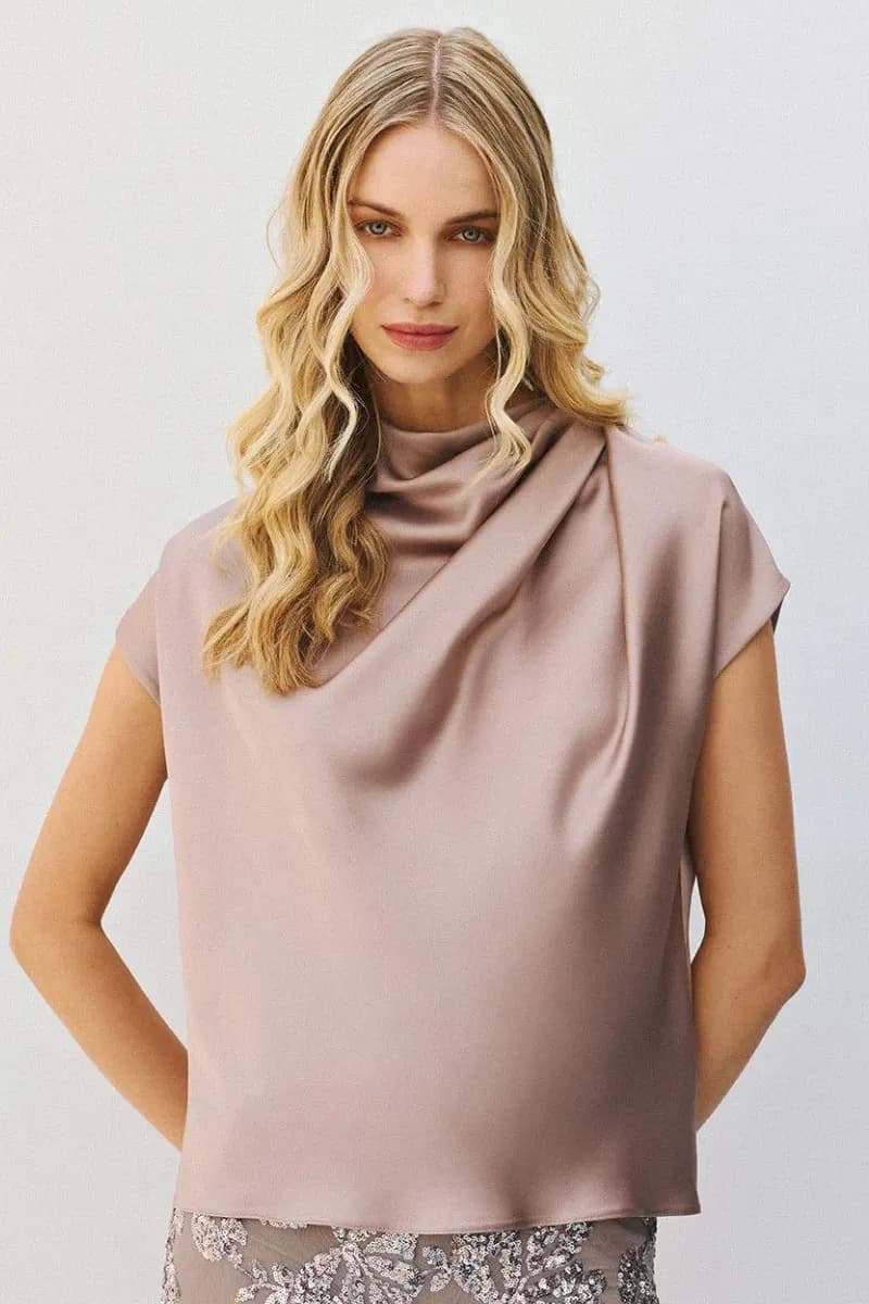 Top in raso con scollo drappeggiato | ACCESS FASHION - 11