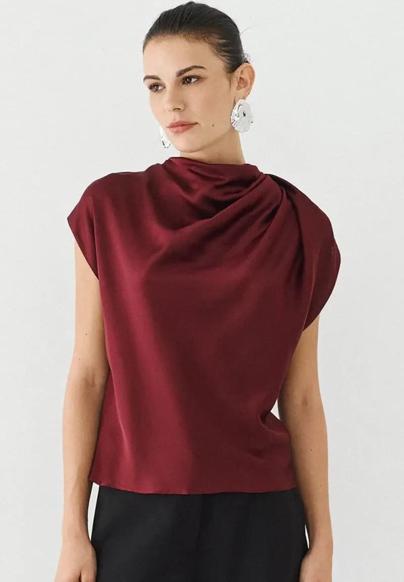 Top in raso con scollo drappeggiato | ACCESS FASHION - 3