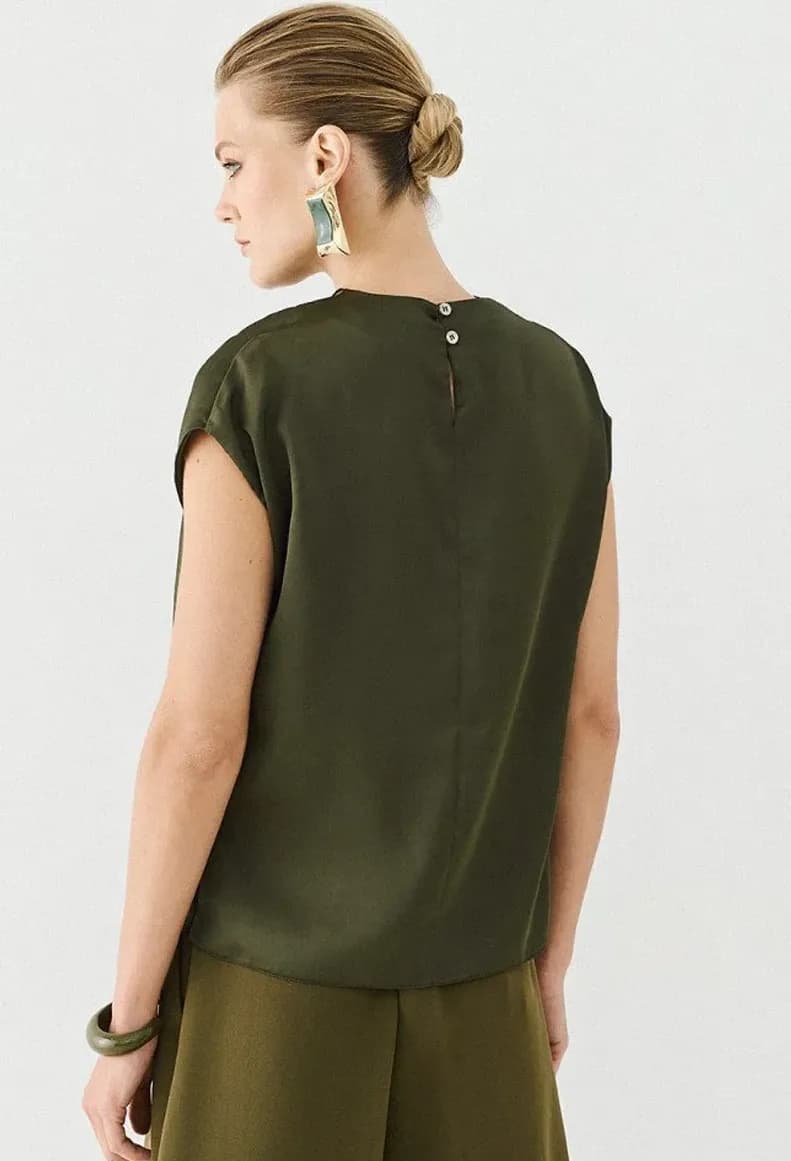 Top in raso con scollo drappeggiato | ACCESS FASHION - 7