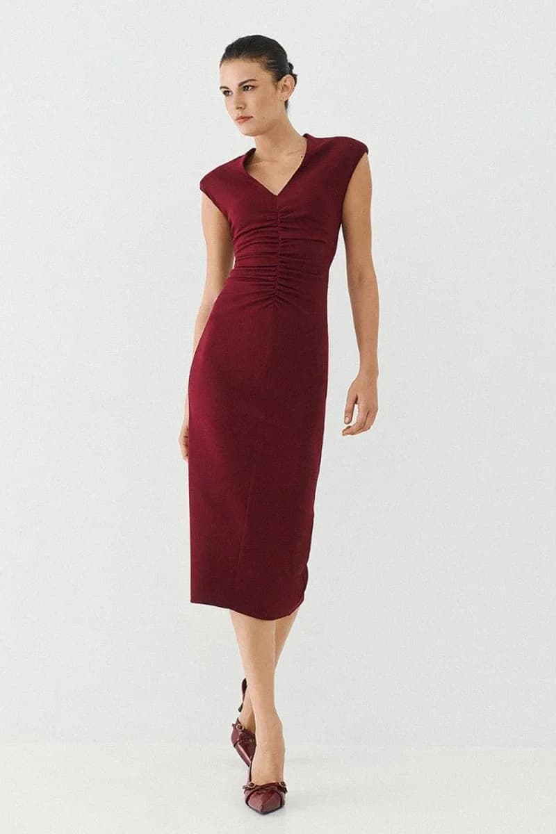 Abito midi senza maniche con arricciature | ACCESS FASHION - 5