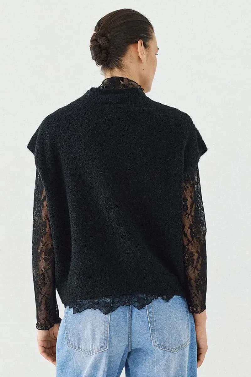 Top smanicato in maglia con maniche in pizzo | ACCESS FASHION - 6