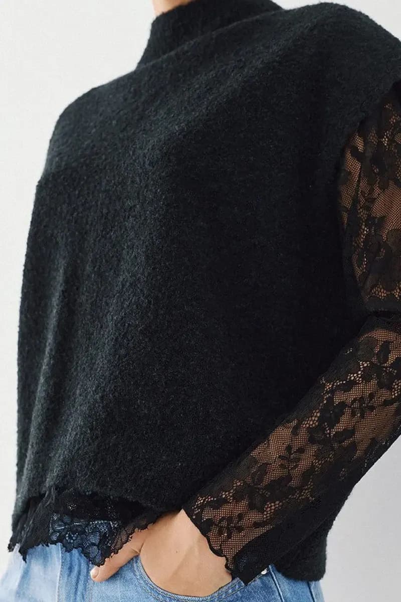 Top smanicato in maglia con maniche in pizzo | ACCESS FASHION - 7