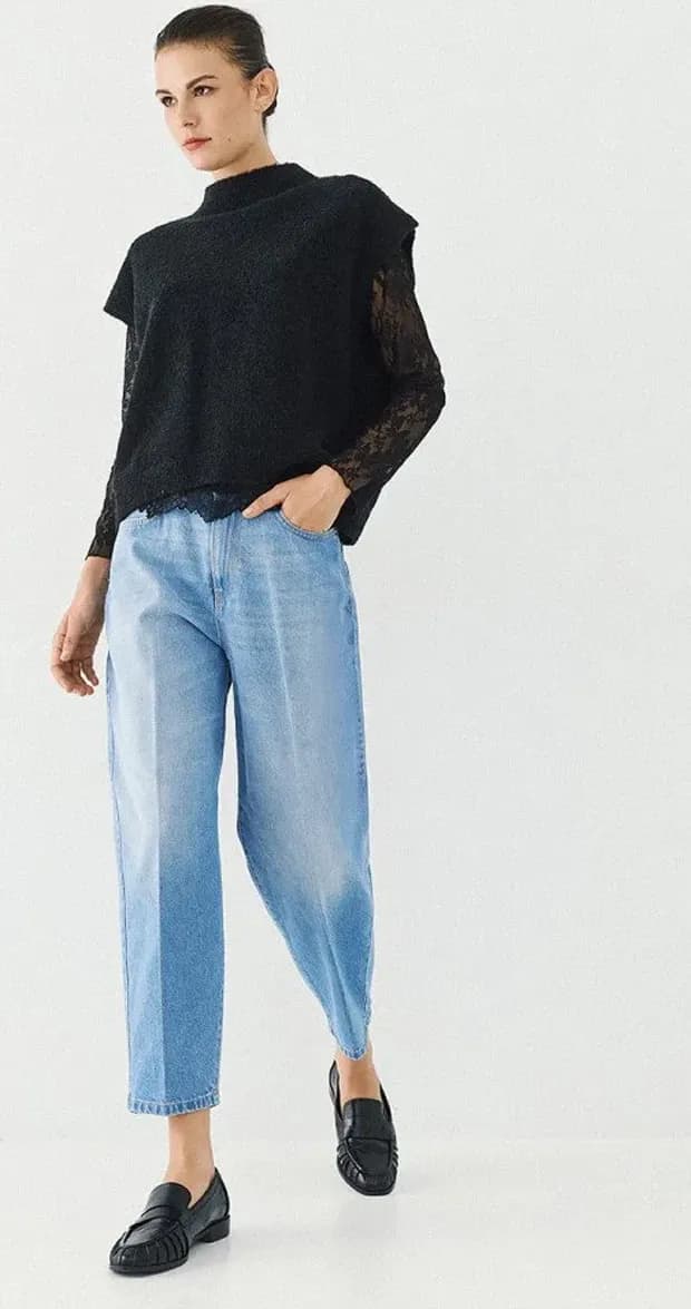 Top smanicato in maglia con maniche in pizzo | ACCESS FASHION - 9