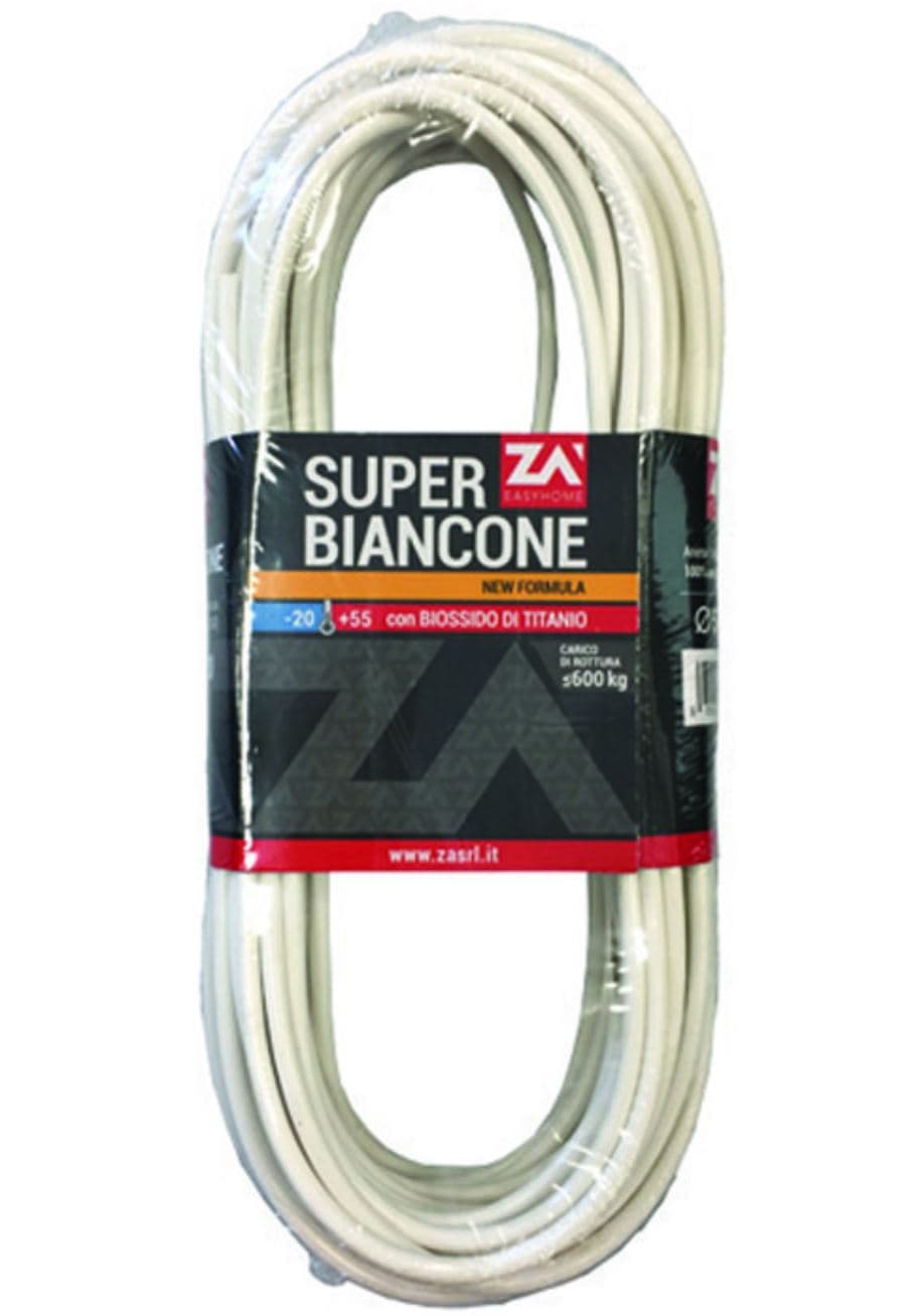 Cavetto stendibiancheria acciaio zincato rivestito in pvc bianco - ø mm.5x mt.20 - 2