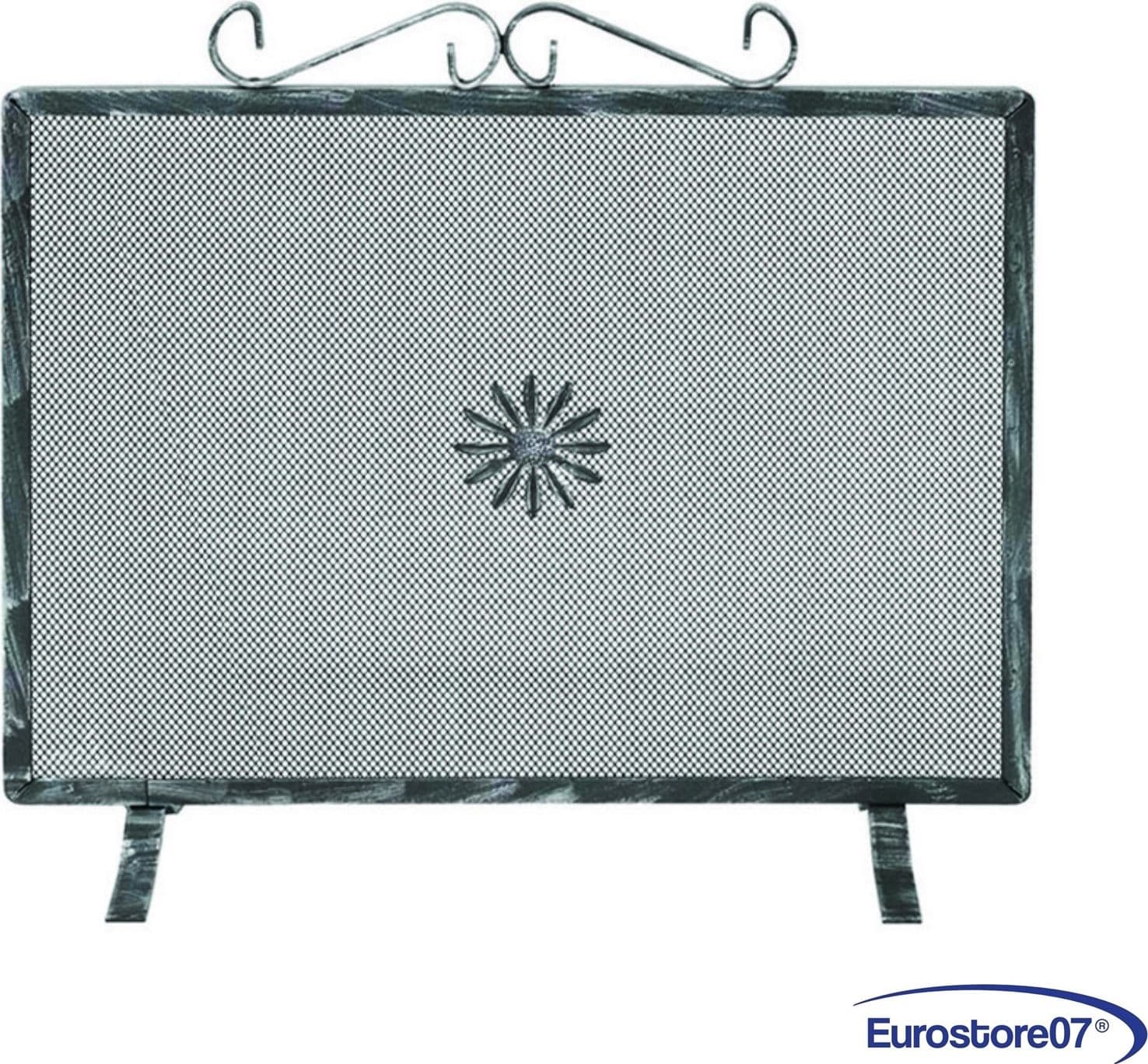 parascintille rettangolare per camino con decoro  ferro battuto - cm.40x50h.  -