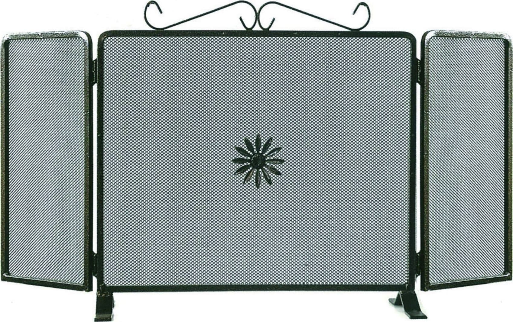 parascintille due ante decoro fiore cm.90x50h. Verniciato nero in ferro battuto - 2