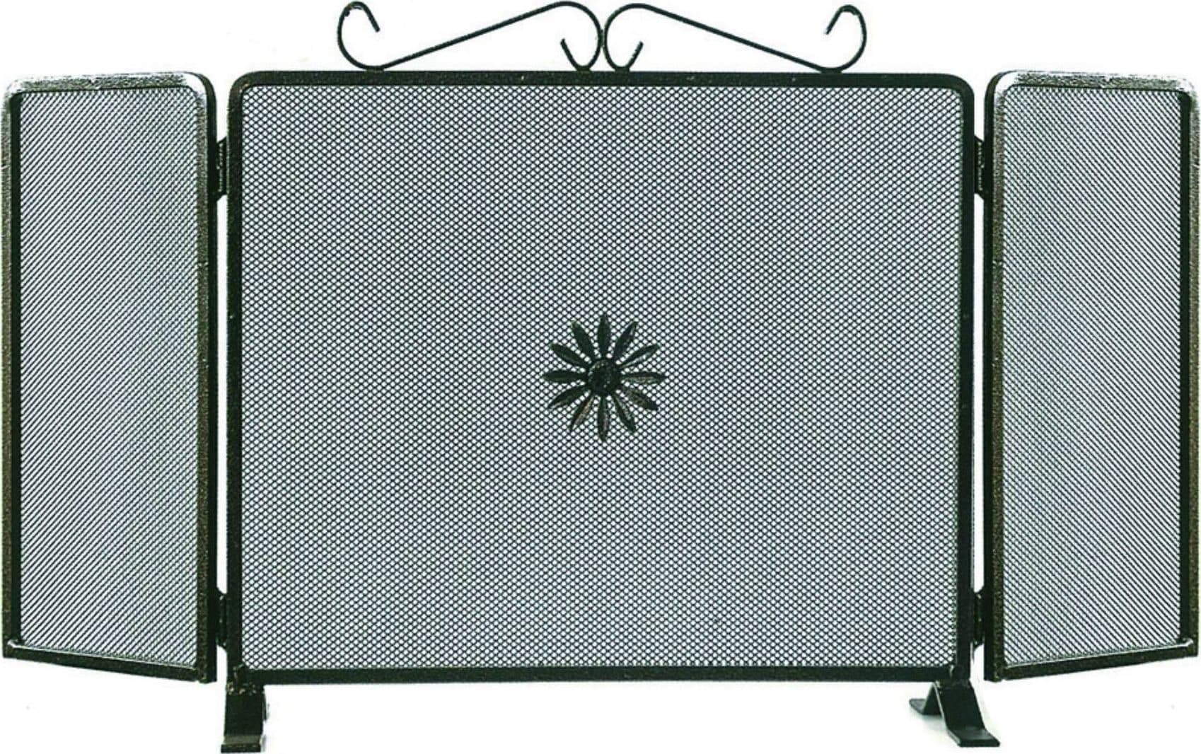 parascintille due ante decoro fiore cm.90x50h. Verniciato nero in ferro battuto - 3