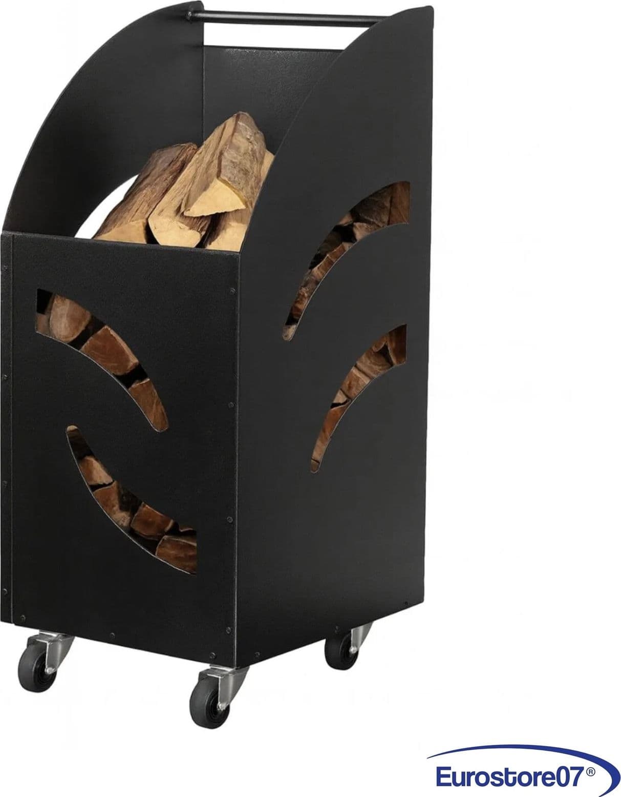 Portalegna in acciaio con ruote smontabili  in metallo veniciato  cm.32x42x80h.