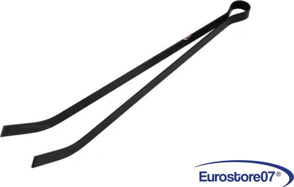 molla per camino in ferro battuto verniciato nero 	- cm.50h.