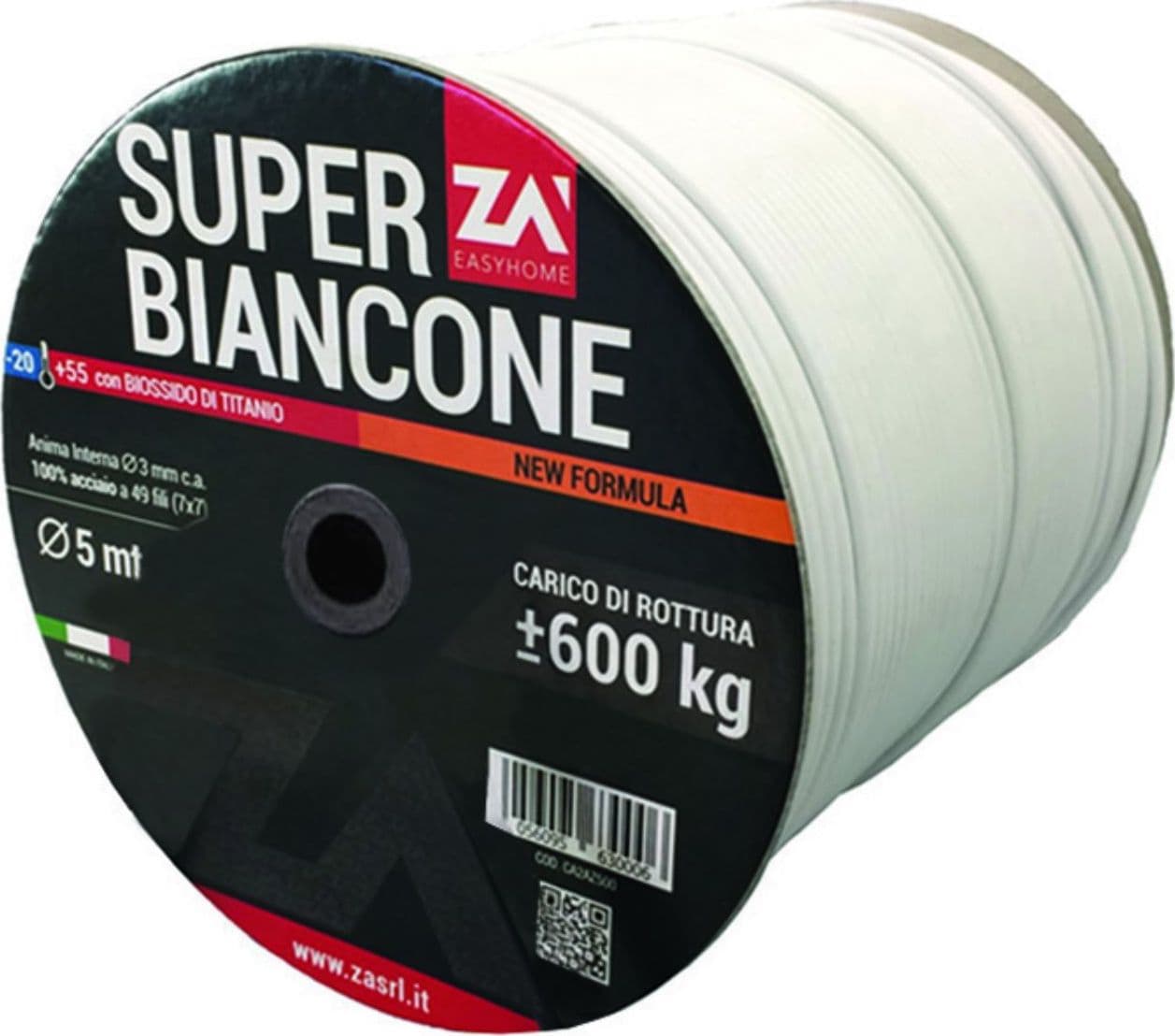 Cavetto stendibiancheria acciaio zincato rivestito bianco - ø mm.5 rotoli mt.500 - 3