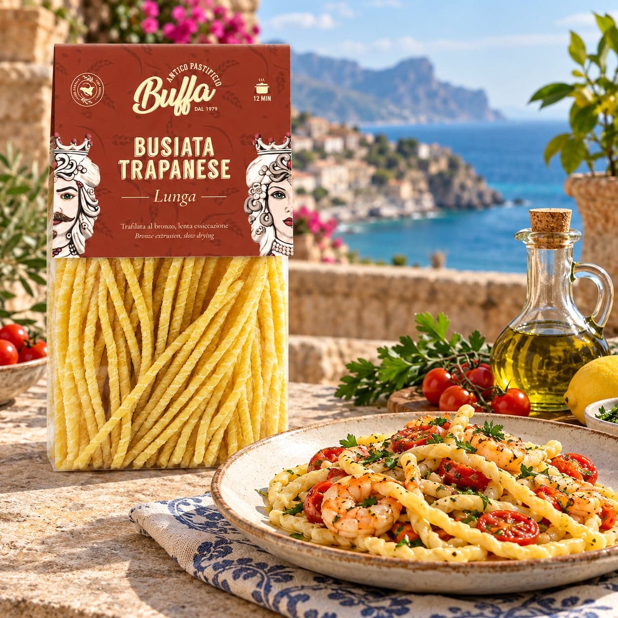 Pasta Busiata Trapanese Lunga | Trafilata in Bronzo | Lenta Essiccazione | Pastificio Buffa, Sicilia | 500g - 2