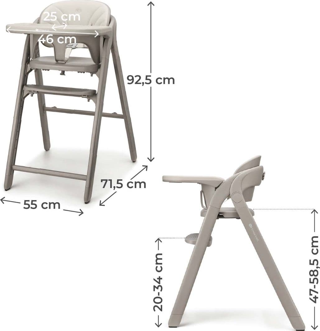 Seggiolone pieghevole Kinderkraft Tino 3 in 1-Beige - 8