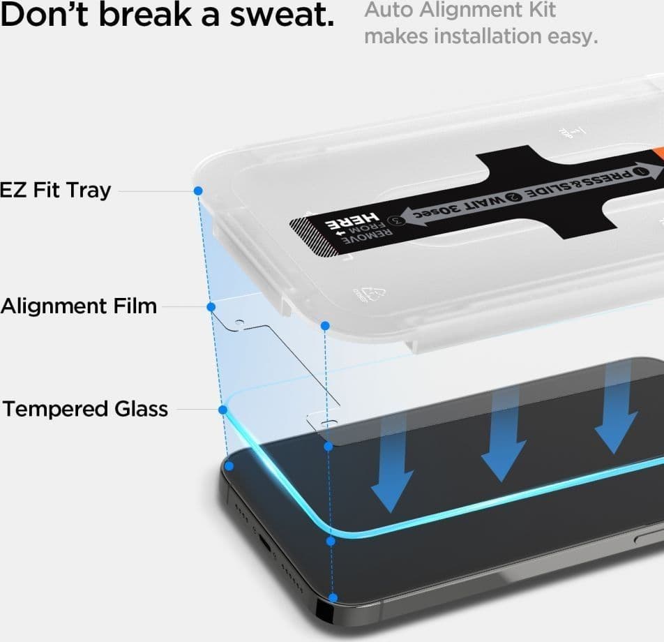 Spigen Glas.TR EZ Fit - Tempered Glass Apple iPhone 16e / iPhone 14 / iPhone 13 / iPhone 13 Pro (Clear) - 3