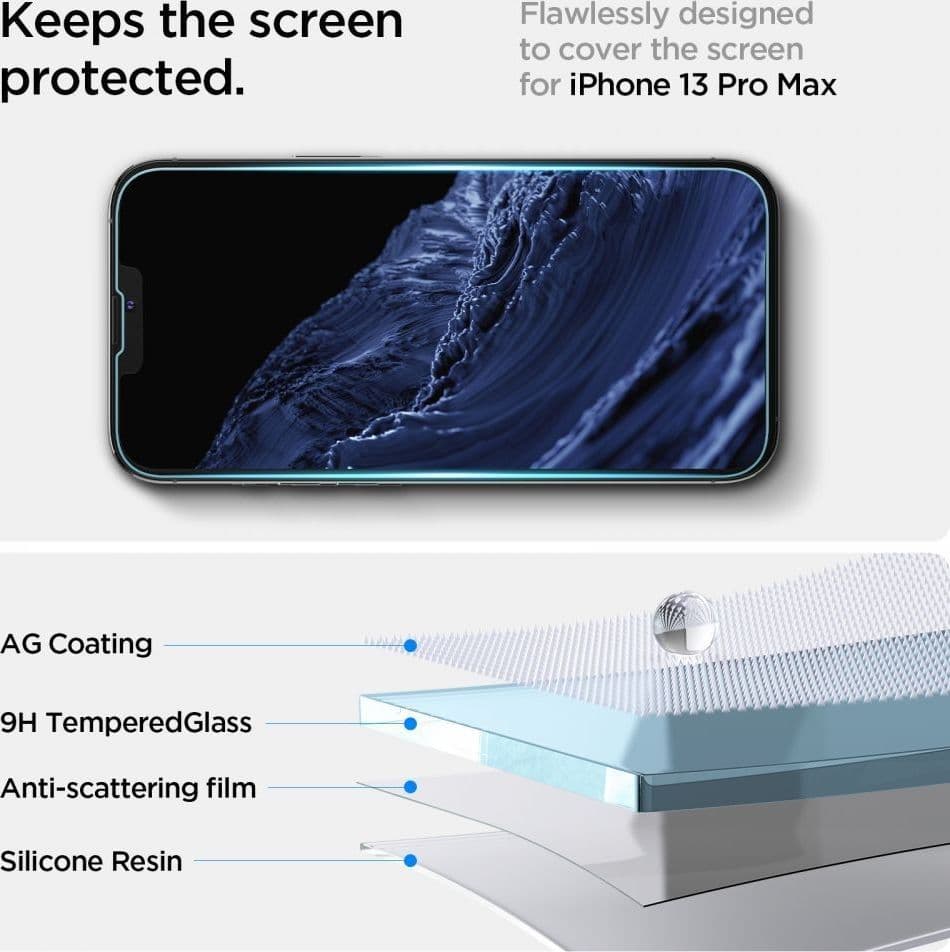 Spigen Glas.TR EZ Fit - Tempered Glass Apple iPhone 16e / iPhone 14 / iPhone 13 / iPhone 13 Pro (Clear) - 4