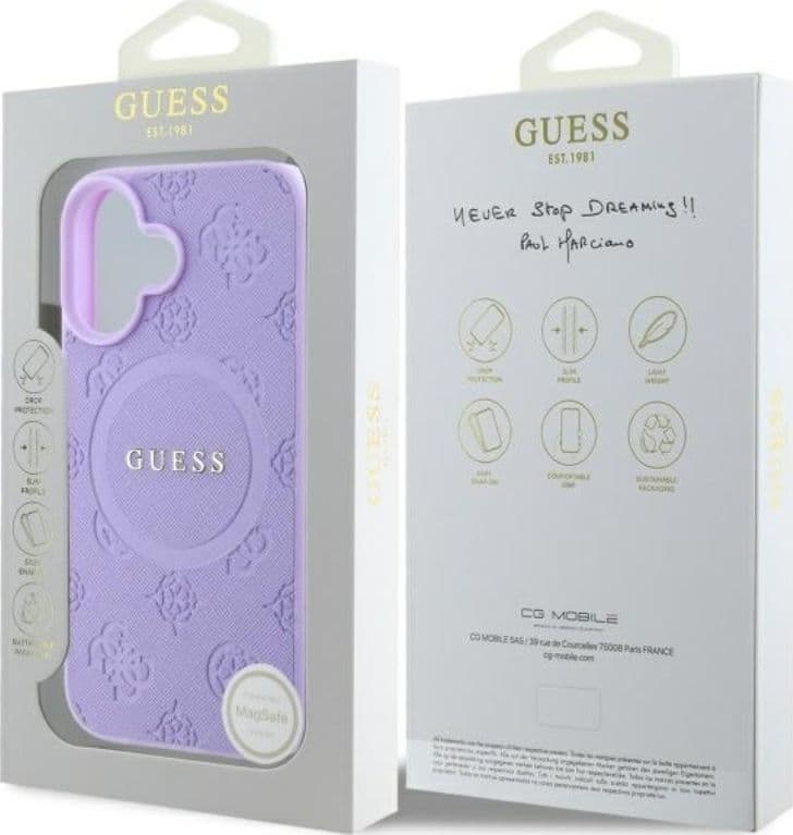 Guess Saffiano Peony Classic Logo MagSafe - Case for iPhone 16 (purple) - 8
